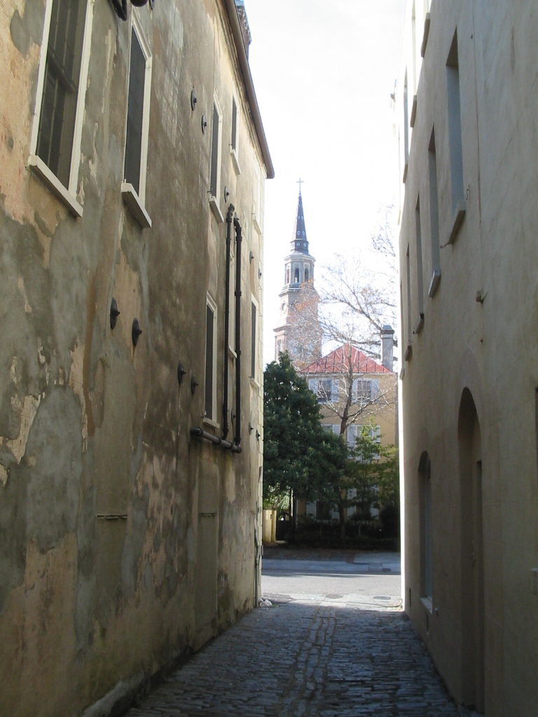 Narrow Alley in Downtown Charleston's French Quarter